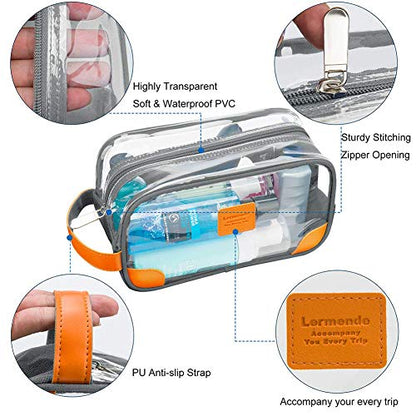 Lermende Toiletry Bag, Clear Shaving Dopp Kit for Men Travel Toiletry Bag with Hand Strap Unisex Bathroom Toiletries Organiser - color: Light Grey