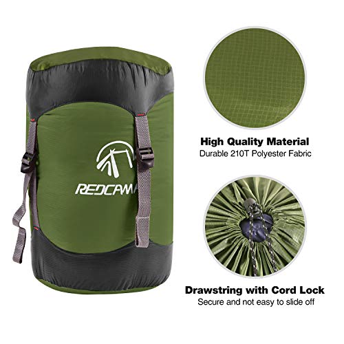REDCAMP Nylon Compression Stuff Sack, 10L/17L/27L/40L Lightweight Sleeping Bag Compression Sack Great for Backpacking, Hiking and Camping,Blue/Yellow/Army Green/Black - color: Army Green, size: Large