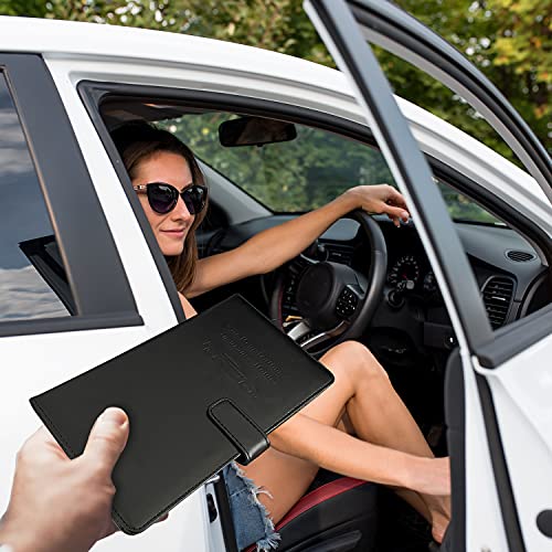 RSAquar Car Registration and Insurance Holder, Leather Car Glove Box Organizer, Cool Car Accessories for ID, Driver's License Cards & Essential Document, Men&Women, Black - color: Black