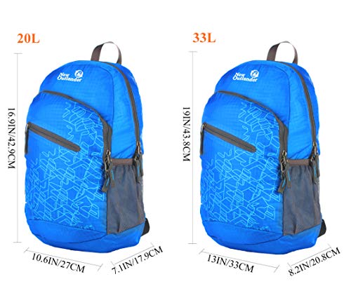 Outlander Packable Handy Lightweight Travel Hiking Backpack Daypack-Light Blue - color: Light Blue, size: 20L