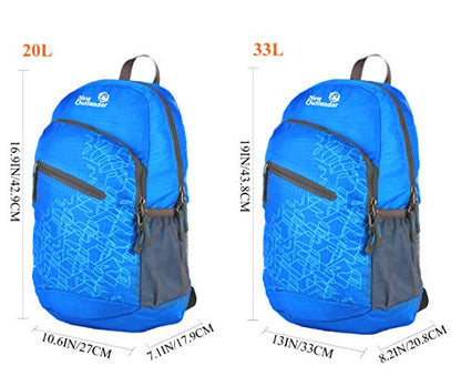 Outlander Packable Handy Lightweight Travel Hiking Backpack Daypack-Light Blue-L - color: Light Blue, size: 33L