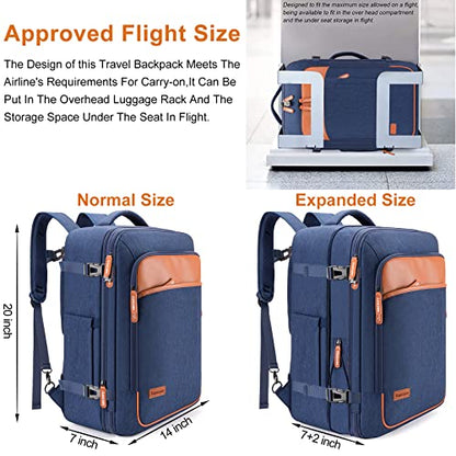 Lumesner Carry on Travel Backpacks, Extra Large 40L Flight Approved Bag for Men & Women,Expandable Suitcase Backpack With 4 Packing Cubes,Water Resistant Luggage Daypack Business Weekender Bag, Blue - color: Blue