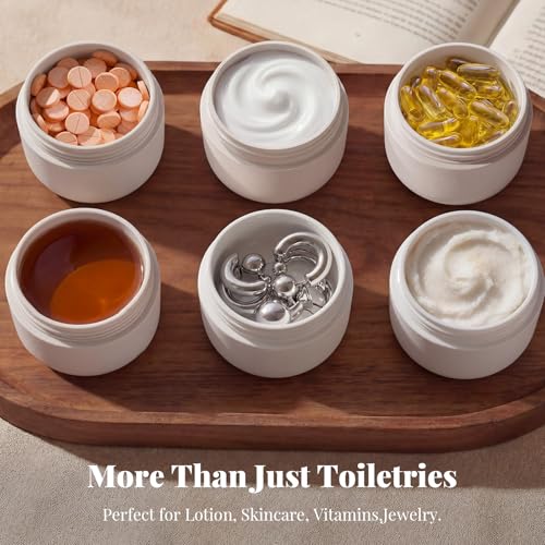 New Travel Toiletry Containers [Ultra Leakproof] TSA-Approved, PLA Hard Shell Jars with 5 Magnetic Labels, Wide Mouth Bottles for Lotion, Cleanser, Shampoo, Conditioner, Beige, 3 Pack, 1OZ - color: Beige, size: 1 oz / 30 ml