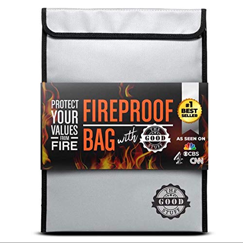 The Good Stuff Fireproof Document Bag Legal Size: 15" x 11" [2000°F Rated] Protect Birth Certificates, Contracts, Legal Papers, Cash, and Other Valuables - Water and Fire Resistant File Bags - style: Document Bag