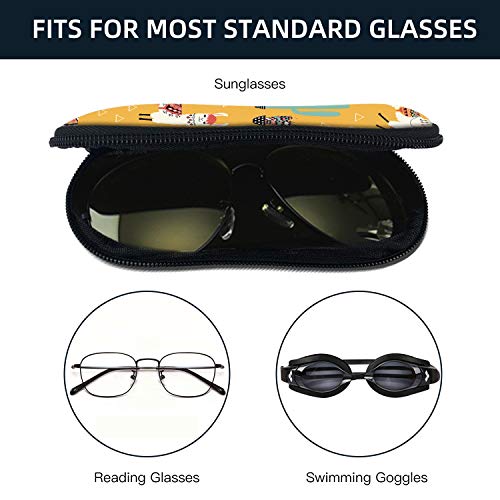Sunglasses Soft Case with Carabiner Ultra Light Neoprene Zipper Glasses Case - color: Yellow Cactus