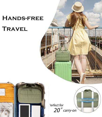 Travel Toiletry Bag for Women, Large Wide-open Puffy Cosmetic Makeup Bag with Wet-Dry Separation, Multi-Pocket Organizer with Carry Handle for Toiletries, Cosmetics, Essentials, Green - color: Green