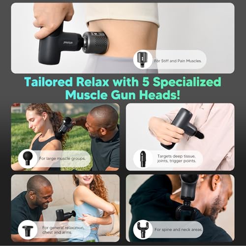 arboleaf Mini Thermacool Massage Gun, Heat and Cool Muscle Massager for Back Pain Relief, Hot Cold Percussion Massage, Heated Travel Massager Handheld Quiet, Gifts for Him Her - color: Midnight Gray