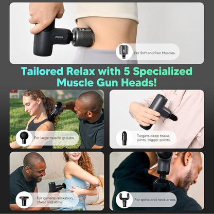arboleaf Mini Thermacool Massage Gun, Heat and Cool Muscle Massager for Back Pain Relief, Hot Cold Percussion Massage, Heated Travel Massager Handheld Quiet, Gifts for Him Her - color: Midnight Gray