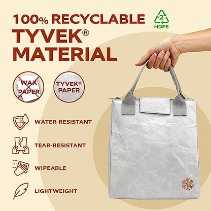 VonNova Women’s Insulated Lunch Bag with Premium 4mm Cooler Insulation, Cute Large 7L Lunch Tote for Office, Durable Small Lunch Box for Women, Stylish Lunchbox for Adults, Teens, Nurses, Teachers - color: Silver