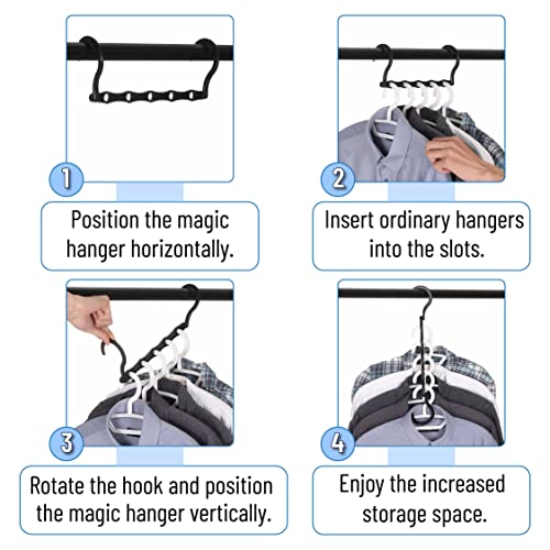 Mr. Pen- Space Saving Hangers for Clothes, 16 pcs, Black, Plastic Multi Clothes Hangers Space Saving, 5 Slots, 360° Rotating Hooks (Pack of 2) - color: Black, size: 32 Pack