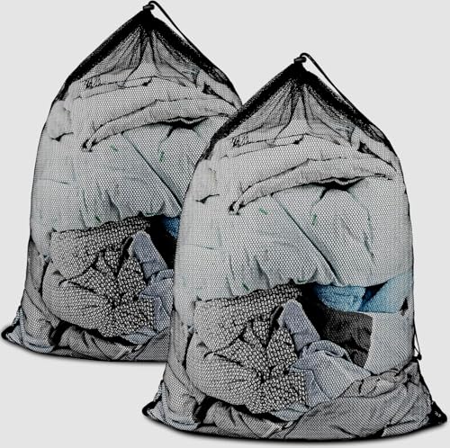 Large Mesh Laundry Bags: 2 Pack 24" x 36" Heavy Duty Soft Breathable Machine Washable for College Dorm Travel Family Use Black - color: Black