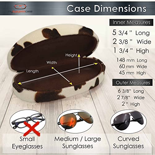 MyEyeglassCase Hard Sunglasses case - Women Glasses Case Holder - Large Durable Eyeglass Case Hard Shell with Pouch & Cloth - color: Pony Animal Print