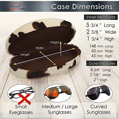 MyEyeglassCase Hard Sunglasses case - Women Glasses Case Holder - Large Durable Eyeglass Case Hard Shell with Pouch & Cloth - color: Pony Animal Print