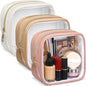 Abbylike 3 Pcs Mini Clear Makeup Bag Cosmetic Bags Set Waterproof Transparent Toiletry Bag with Zipper for Women Girls, Gifts for Bridesmaid(Fragrant Powder,Oak Brown,Milky White) - color: Fragrant Powder,Oak Brown,Milky White