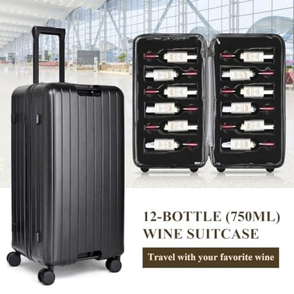 12-Bottle Wine Suitcase for Airplanes | TSA-Approved Checked Luggage | Durable PC Hard Shell & Shockproof Foam | Maximum Protection Travel Case for Airline Transport