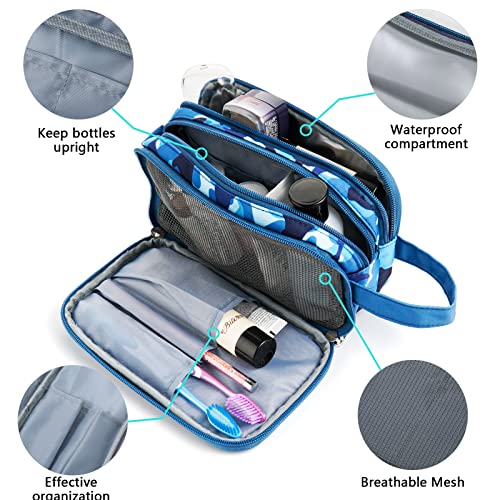 Kids Toiletry Bag for Boys, Travel Toiletry Bag for Little Young Boys Waterproof Hanging Wash Bag Toddler Traveling Toiletries, Shark Blue - color: Shark Blue