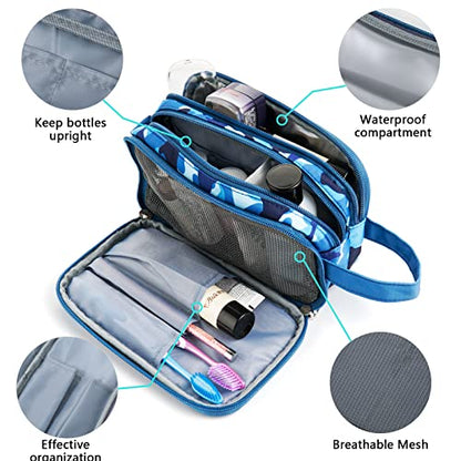Kids Toiletry Bag for Boys, Travel Toiletry Bag for Little Young Boys Waterproof Hanging Wash Bag Toddler Traveling Toiletries, Shark Blue - color: Shark Blue