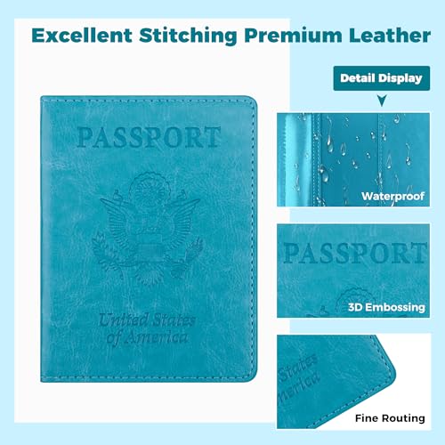 Passport Holder for Travel Men Women - Passport Cover, Passport Wallet Case Travel Essentials Travel Must Haves Accessories Blocking Leather Card Slot Protector for Stocking Stuffers Gifts,Blue&Purple - color: 2 Pack - Blue+Purle