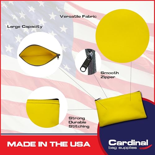 Multipack of 2 Compact Zipper Cloth Pouches, Zipper Bag, Travel Toiletry, Cosmetics, Stationary Case, 11 x 6 inches (Yellow) - color: Yellow
