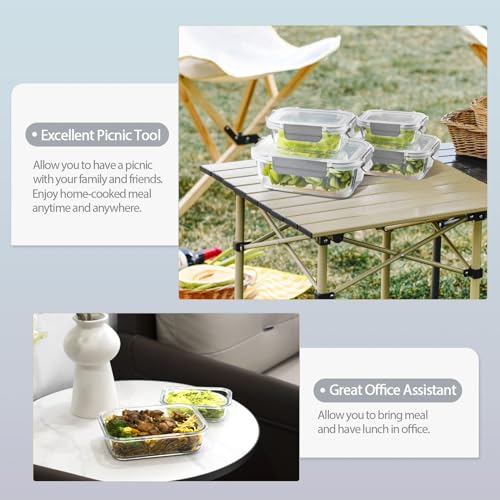 coccot [10 pack Glass Meal Prep Containers with Lids, Glass Food Storage Containers with Snap Locking Lids for Food, Bpa-free, Easy to Open& Close/Microwave,Oven,Freezer,Dishwasher Safe/Leak-Proof - color: Gray