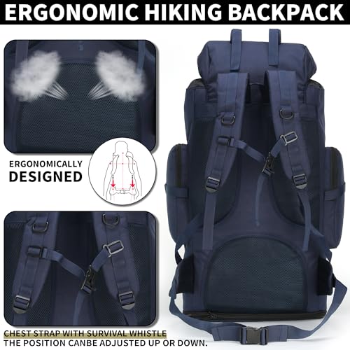 Hiking Backpack for Men 70L/100L Camping Backpack Military Rucksack Molle 3 Days Assault Pack for Climbing | Camping Backpack - color: 100l-navy
