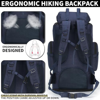 Hiking Backpack for Men 70L/100L Camping Backpack Military Rucksack Molle 3 Days Assault Pack for Climbing | Camping Backpack - color: 100l-navy