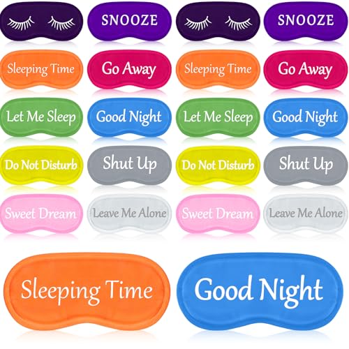 Eurzom 20 Pieces Funny Sleeping Eye Mask Bulk with Adjustable Strap Sleep Blackout Eye Mask for Night Blindfold Cover for Spa Women Men Adult Pajama Party Favors(Bright Colors) - color: Bright Colors