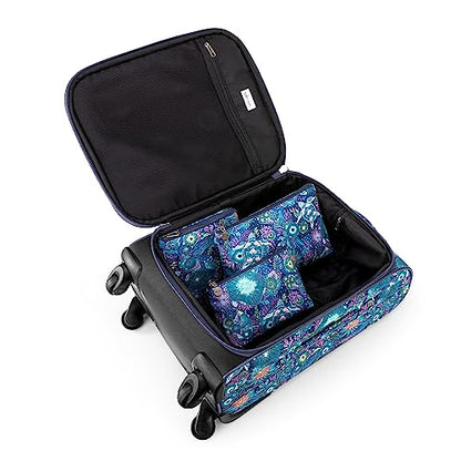 Sakroots On the Go 4 Piece Travel Bundle, Includes 21" Rolling Suitcase, Packable Large Tote, Medium & Small Pouches - color: Royal Blue Seascape