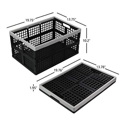Vababa 42 L Plastic Stackable Collapsible Storage Crate, 3-Pack Stacking Folding Storage Basket - size: 42 L