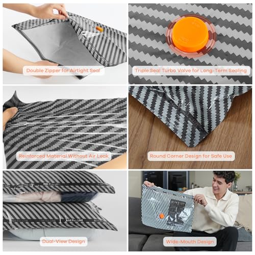 Travel Vacuum Storage Bags with Wireless Rechargeable Electric Pump, 20 Pack Travel Essentials Vacuum Seal Bags for Clothing, Space Saver Compression Packing Bags for Luggage, Suitcase, Backpack, Home