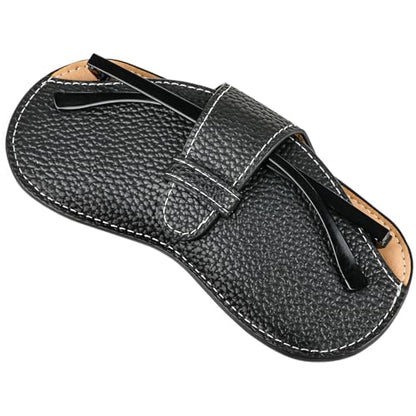 Leather Glasses Case, Portable Lightweight Soft Eyeglass Case, Travel Sunglasses Protective Case for Women Men - color: Black