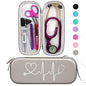 BOVKE Travel Carrying Case Compatible with 3M Littmann Classic III, Lightweight II S.E, MDF Acoustica Deluxe Stethoscopes - Extra Room for Medical Scissors EMT Trauma Shears and LED Penlight, Grey - color: Pu Leather_Grey