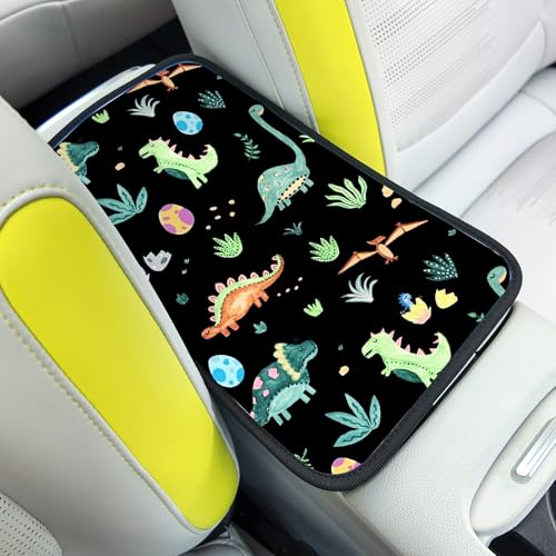 Car Armrest Box Pad,Cute Dinosaur Car Armrest Pad Car Armrest Cover Protector for Most Vehicle, SUV, Truck, Car - color: Cute Dinosaur