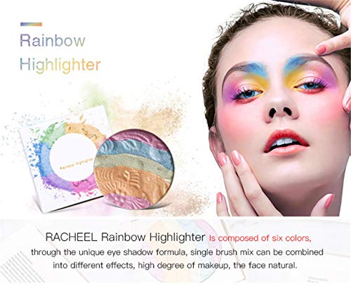 FantasyDay Pro 6 Colors 3D Baked Rainbow Highlighter Eyeshadow Makeup Palette Xmas Cosmetic Blusher Shimmer Powder Contouring Kit Unicorn Blush - color: Pink