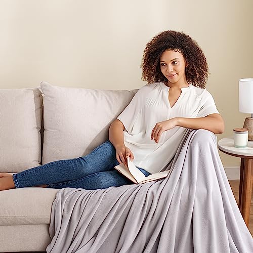 Berkshire Blanket Microfleece Throw Size Bed Throw Blanket Chateau Gray, Lightweight Soft Breathable Plush Micro Fleece Throw Blanket for Travel, Bed and Couch, 50x60 Inches - color: Chateau Gray, size: Throw/Throw XL