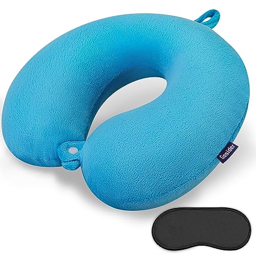 Neck Pillow for Travel Comfortable Travel Pillows U Shape Memory Foam Airplane Pillow Support Neck and Head Portable Neck Pillows Suitable for Airplane, Trains, Self-Driving Cars, Lake Blue Color - color: Lake Blue
