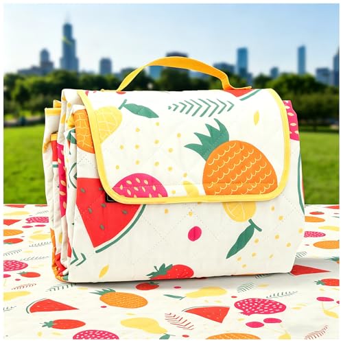Picnic Blankets, Portable Outside Baby Blanket, 3 Layer Picnic Mat for Camping, 79" x 59" Large Waterproof Sand Proof Camping Blanket, Lightweight Folding Portable Travel Blanket - color: Fruit, size: 1'1" x 6'7" (Rectangular)
