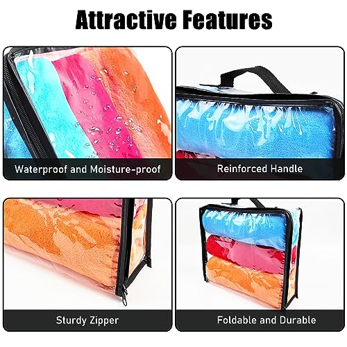 10 Pieces Large Clear Travel Packing Cube ，Clear Vinyl Zippered Storage Bags See Through Moving Bag Plastic Storage Bags PVC Multipurpose Pouch with Handle for Sweater Shirts Dress Storage