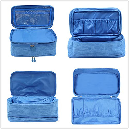 Portable Underwear Bra Storage Bag Waterproof Travel Organizers Multi-Layer Toiletry Packing Cube - color: sky blue