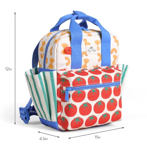 Itzy Ritzy Toddler Backpack - Daycare Bag - Features Adjustable Shoulder Straps, 2 Side Pockets & Spacious Interior with Wipeable Fabric Lining & Name Label, Pasta - color: Pasta