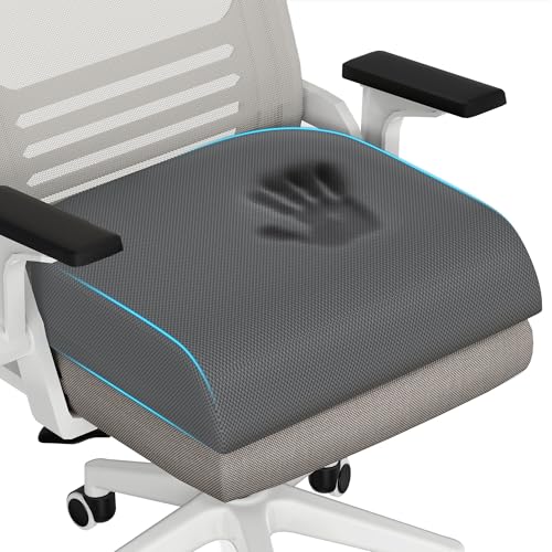 TranquilRelax 2XL Seat Cushion, Memory Foam Cushion for Long Sitting Hours on Office Chair, Car Seat, Non-Slip Chair Pad for Sciatica, Coccyx, Tailbone Pain Relief & Post-Surgery Recovery (Grey) - color: Grey, size: 2XL-Large
