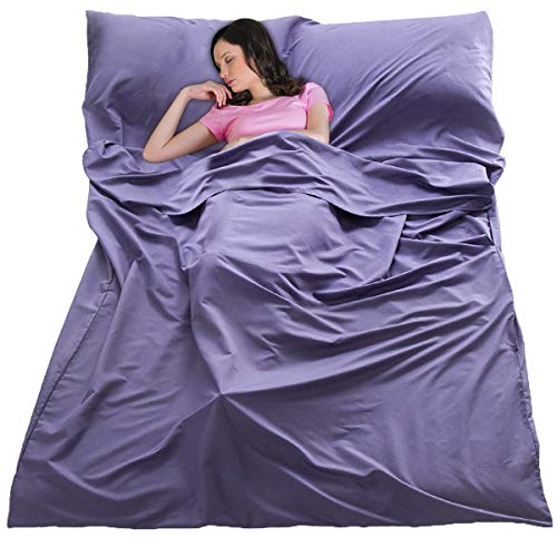 Sleeping Bag Liner Ultralight Travel Sheet Dirt-Proof Camping Sheets Compact Hotel Sleeping-Sack for Outdoor Backpacking Hiking - color: Purple, size: 83x46"
