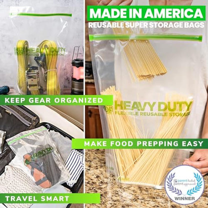 50 x HEAVY DUTY 5mils Thick Dishwasher-Safe STAND-UP Reusable Bags, US-MADE, Extra Durable Washable Reclosable Food Storage Extra Large Bags, XXL 12"x16" 2-Gallon 50-Pack - size: 50pk XXL 2-Gallon 12"x16"