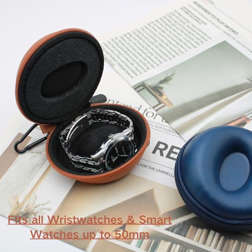 Watch Travel Case Single Storage - Fits all Wristwatches & Smart Watches up to 50mm Watch Travel Box Organizer and Display for Men and Women(Brown) - color: PU-Brown