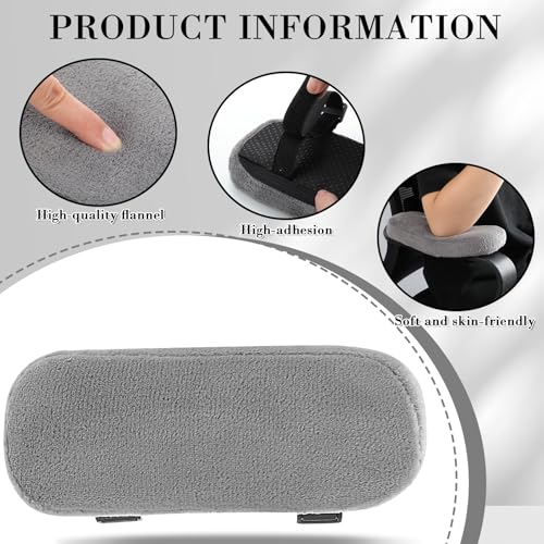 Threlaco 2 Pcs Office Chair Armrest Pads Soft Foam Office Chair Arm Covers Fluffy Flannel Gaming Armchair Armrest Cushion for Elbows and Forearms Support Pressure Relief(Gray) - color: Grey