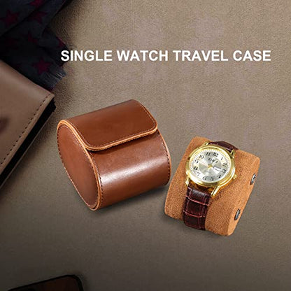 ROSELLE Single Watch Case for Men and Women with Suede Lining - Watch Roll Travel Case - Storage Organizer and Display(Brown-1) - color: Brown-1