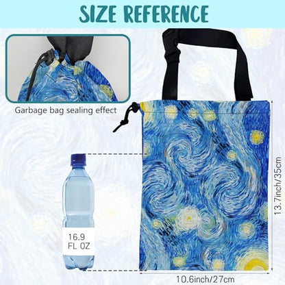 Car Garbage Bag Starry Night Hanging Canvas Car Trash Bag Waterproof Drawstring Car Back Seat Organizer for Car Back Front Seat Console with Adjustable Buckle - color: Starry Night
