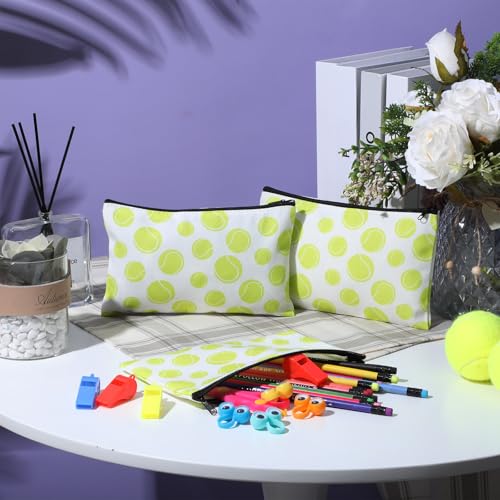 Eccliy 20 Pcs Tennis Makeup Bags Bulk Sport Team Gifts Tennis Cosmetic Bag Accessories for Women Toiletry Zipper Pouch Travel Canvas Gifts Stuff for Party Team Players Lover - size: 8 x 5 Inch, style: Tennis