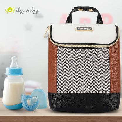 Itzy Ritzy Insulated Bottle Bag – Keeps Bottles Warm or Cool - Holds 3 Bottles & Features Interior Pocket For Ice Pack (Not Included), Coffee and Cream - color: Coffee & Cream