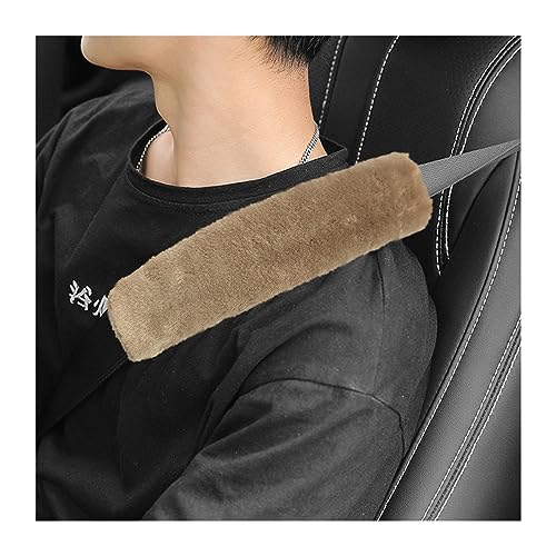 Ziciner 2 Packs Car Seatbelt Covers Shoulder Pad, Universal Soft Faux Sheepskin Shoulder Cover for Comfortable Driving, Fluffy Seat Belt Protector Help to Protect Your Neck and Shoulder (Light Brown) - color: Light Brown
